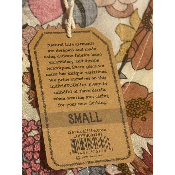 NWT Natural Life Small Floral Babydoll Mini Dress V-Neck Boho Pink Yellow - Picture 8 of 12